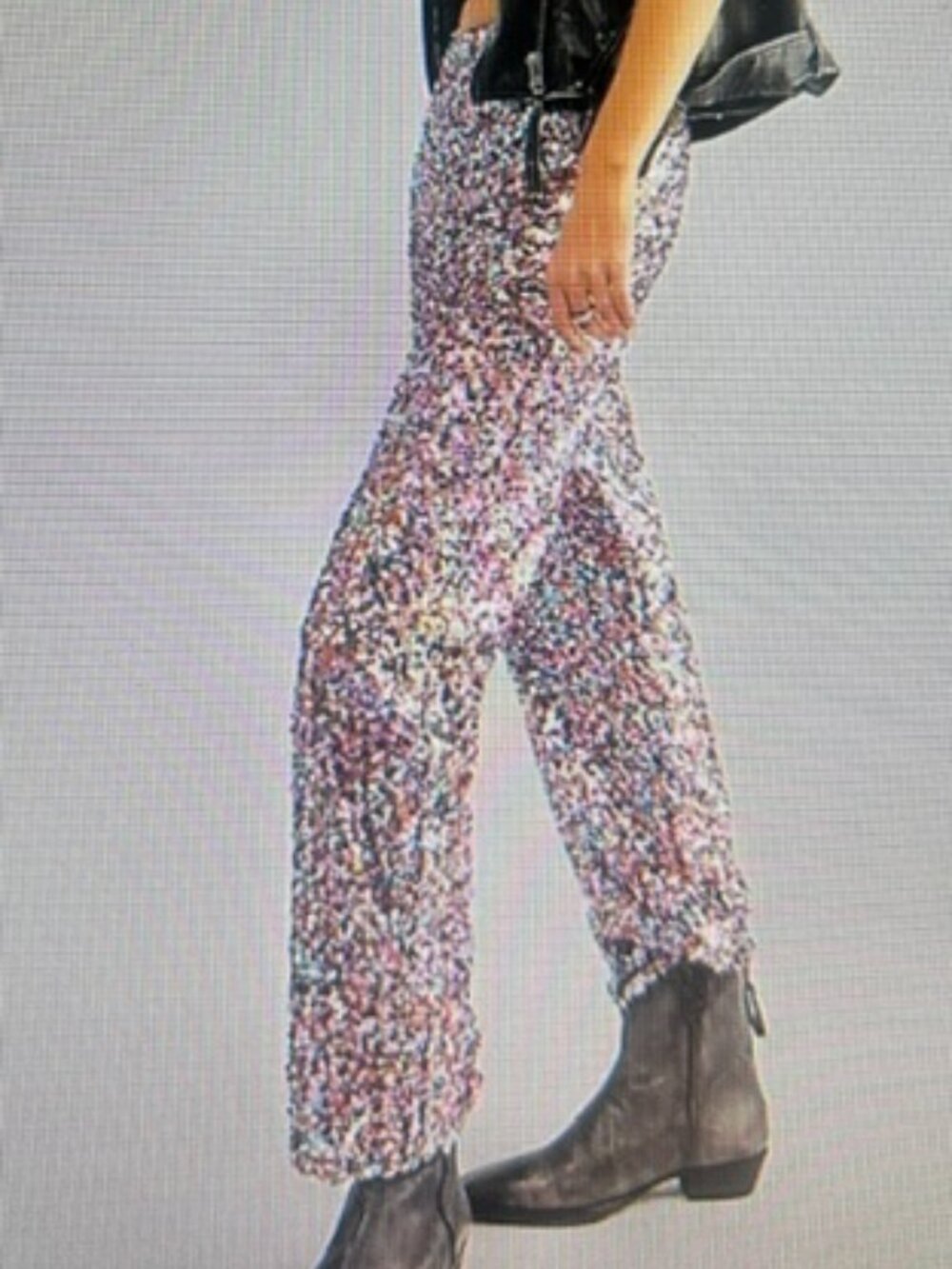 Free People Dance Again Multicolor Bold Sequin Lined Zip Straight Leg Pants NEW